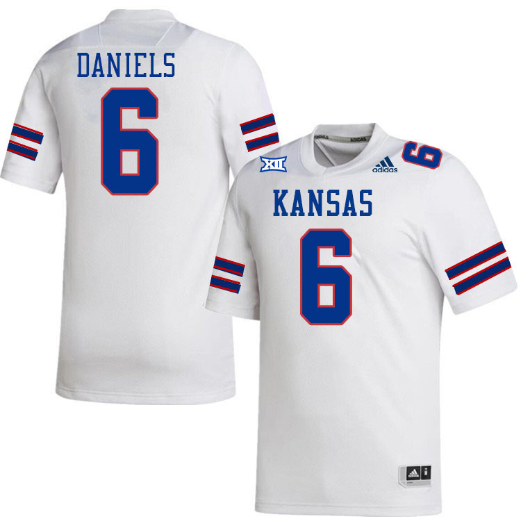 Men #6 Jalon Daniels Kansas Jayhawks College Football Jerseys Stitched Sale-White
